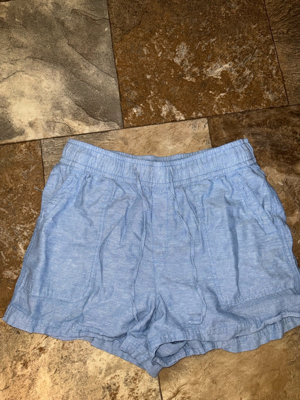 GAP Light Blue Women's Casual Linen-Blend Shorts